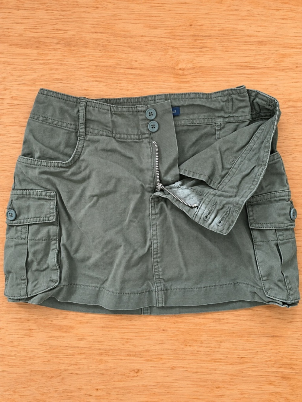Brandy Melville Army Green Cotton Cargo Mini Skirt Adjustable Buckle Tabs